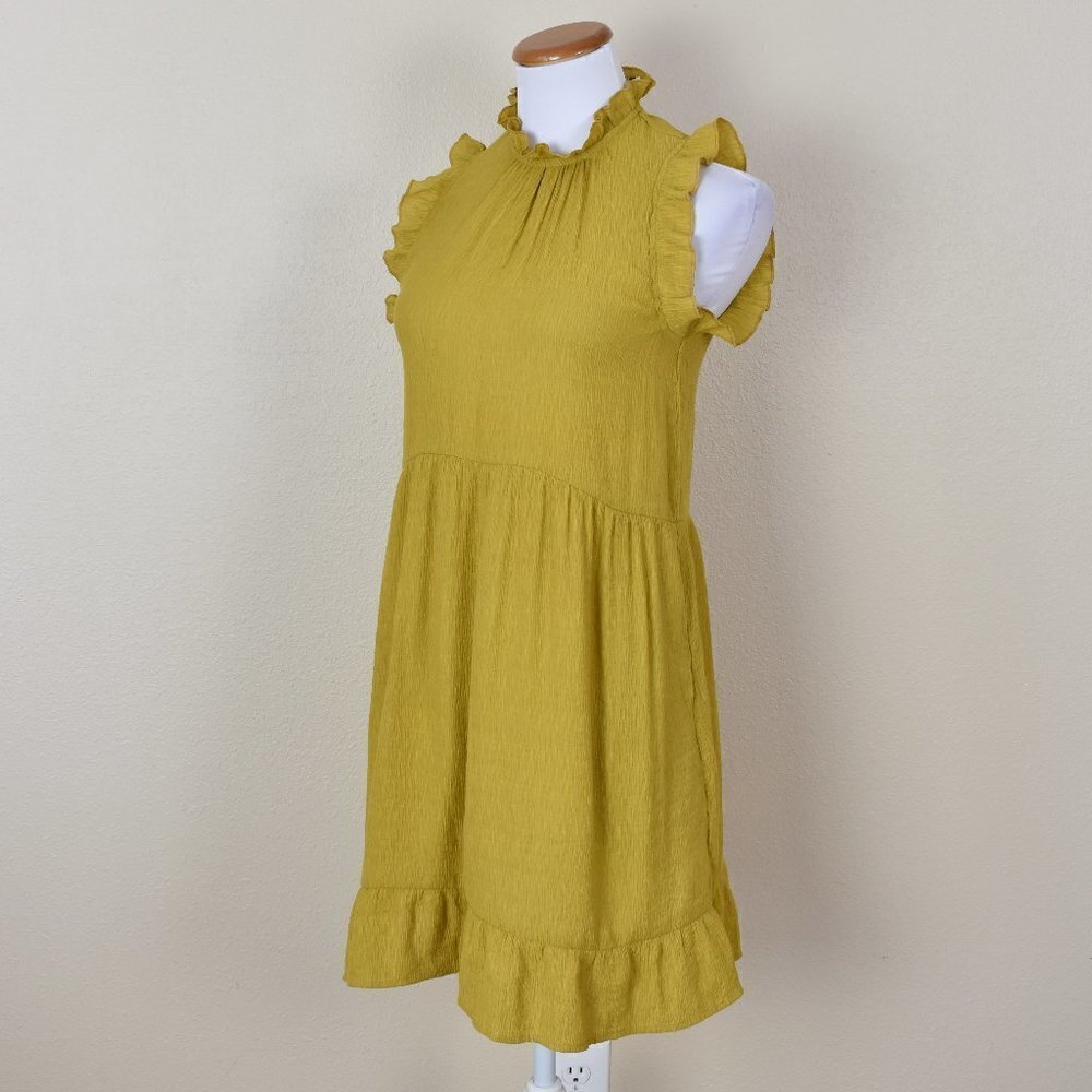 PINCH Ruffle Textured Sleeveless Yellow Dress S - Picture 3 of 8